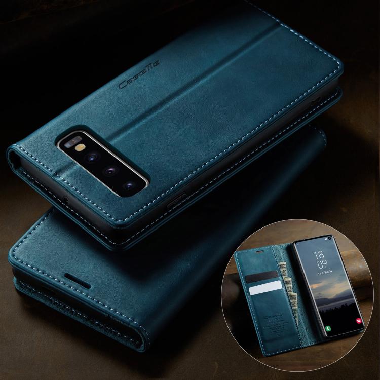 For Samsung Galaxy S10+ CaseMe 033 Calf Leather Lining Microfibre RFID Blocking Phone Case