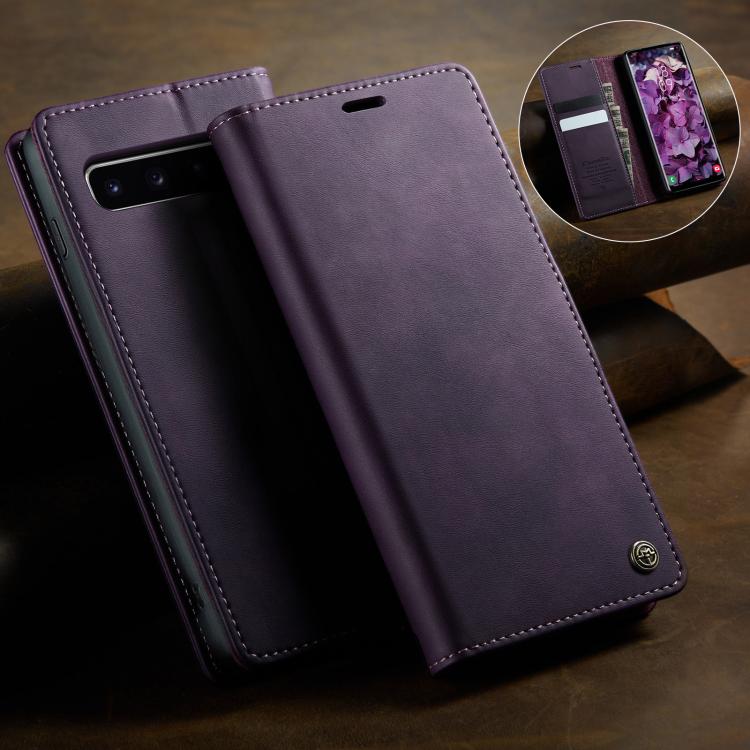 For Samsung Galaxy S10+ CaseMe 033 Calf Leather Lining Microfibre RFID Blocking Phone Case