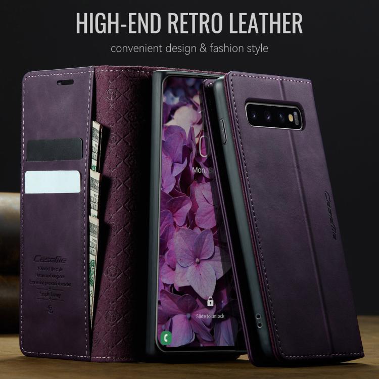For Samsung Galaxy S10+ CaseMe 033 Calf Leather Lining Microfibre RFID Blocking Phone Case