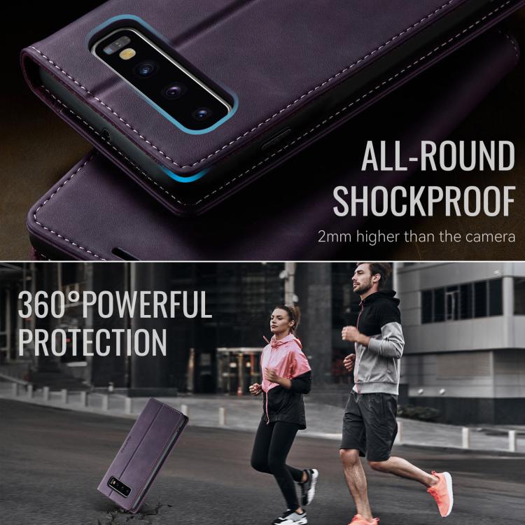 For Samsung Galaxy S10+ CaseMe 033 Calf Leather Lining Microfibre RFID Blocking Phone Case