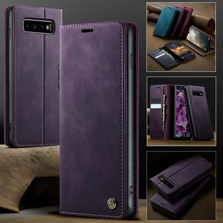 For Samsung Galaxy S10+ CaseMe 033 Calf Leather Lining Microfibre RFID Blocking Phone Case