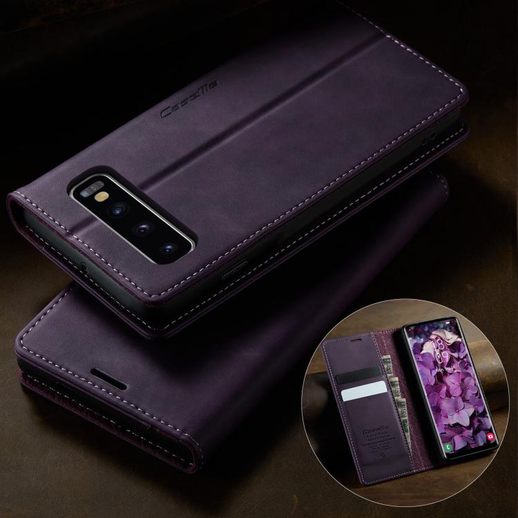 For Samsung Galaxy S10+ CaseMe 033 Calf Leather Lining Microfibre RFID Blocking Phone Case
