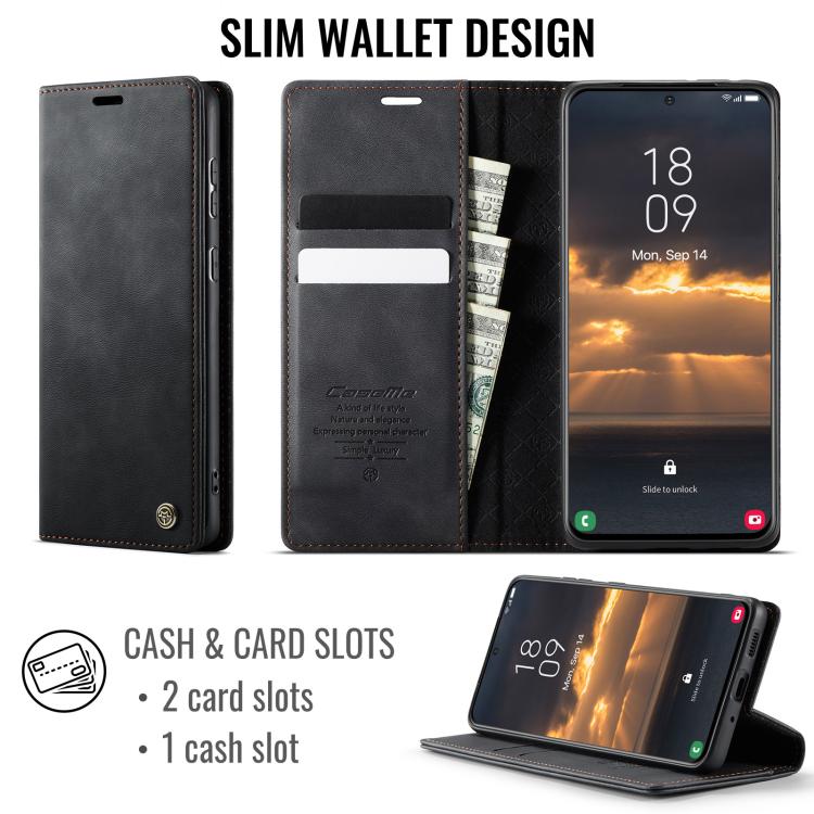 For Samsung Galaxy S20 FE CaseMe 033 Calf Leather Lining Microfibre RFID Blocking Phone Case