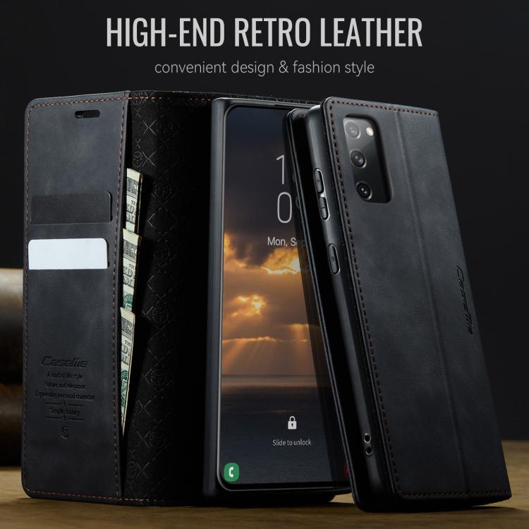 For Samsung Galaxy S20 FE CaseMe 033 Calf Leather Lining Microfibre RFID Blocking Phone Case