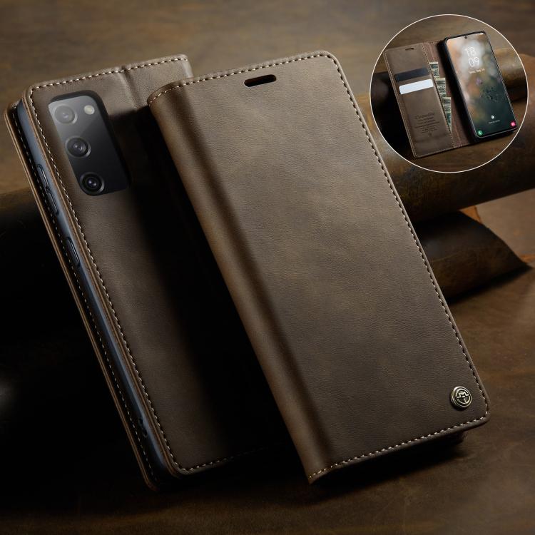 For Samsung Galaxy S20 FE CaseMe 033 Calf Leather Lining Microfibre RFID Blocking Phone Case