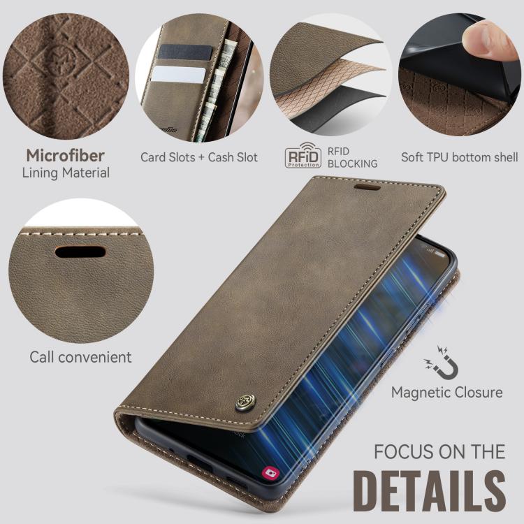 For Samsung Galaxy S20 FE CaseMe 033 Calf Leather Lining Microfibre RFID Blocking Phone Case