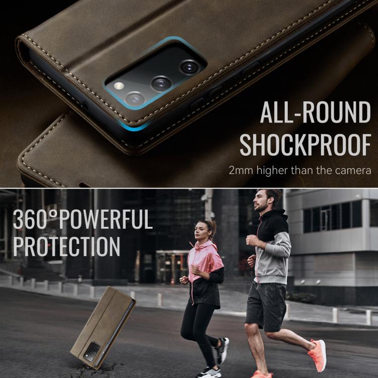 For Samsung Galaxy S20 FE CaseMe 033 Calf Leather Lining Microfibre RFID Blocking Phone Case