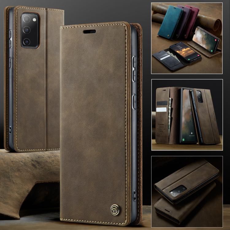 For Samsung Galaxy S20 FE CaseMe 033 Calf Leather Lining Microfibre RFID Blocking Phone Case