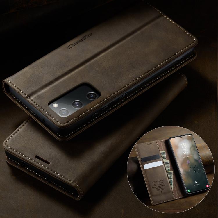 For Samsung Galaxy S20 FE CaseMe 033 Calf Leather Lining Microfibre RFID Blocking Phone Case