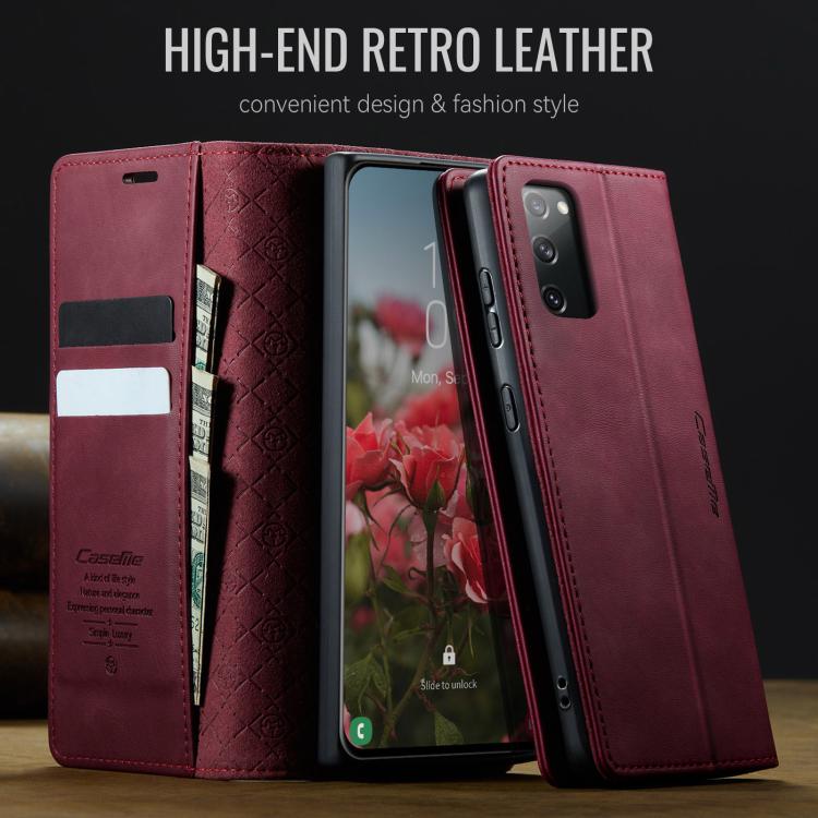 For Samsung Galaxy S20 FE CaseMe 033 Calf Leather Lining Microfibre RFID Blocking Phone Case