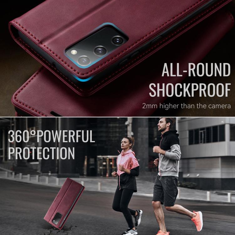 For Samsung Galaxy S20 FE CaseMe 033 Calf Leather Lining Microfibre RFID Blocking Phone Case