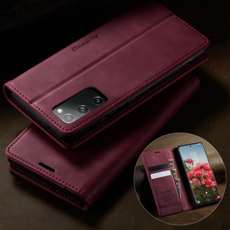 For Samsung Galaxy S20 FE CaseMe 033 Calf Leather Lining Microfibre RFID Blocking Phone Case