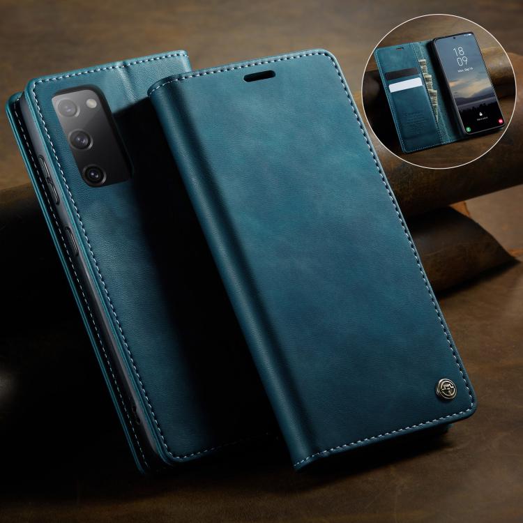 For Samsung Galaxy S20 FE CaseMe 033 Calf Leather Lining Microfibre RFID Blocking Phone Case