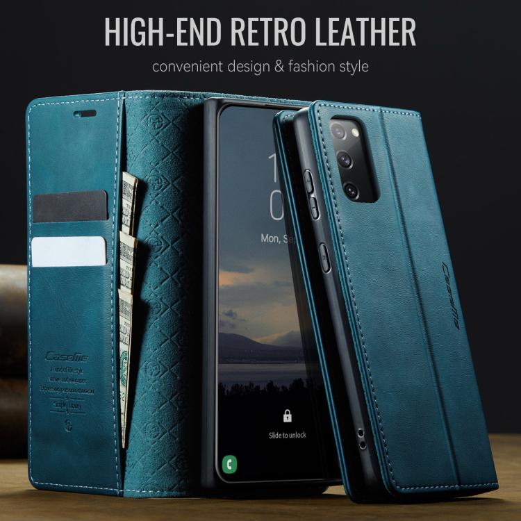 For Samsung Galaxy S20 FE CaseMe 033 Calf Leather Lining Microfibre RFID Blocking Phone Case