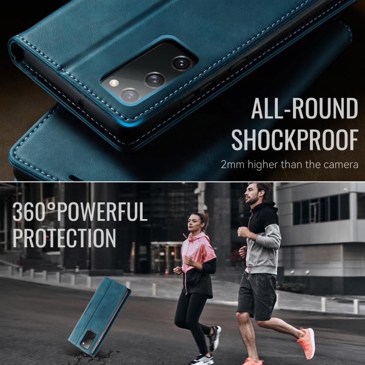 For Samsung Galaxy S20 FE CaseMe 033 Calf Leather Lining Microfibre RFID Blocking Phone Case
