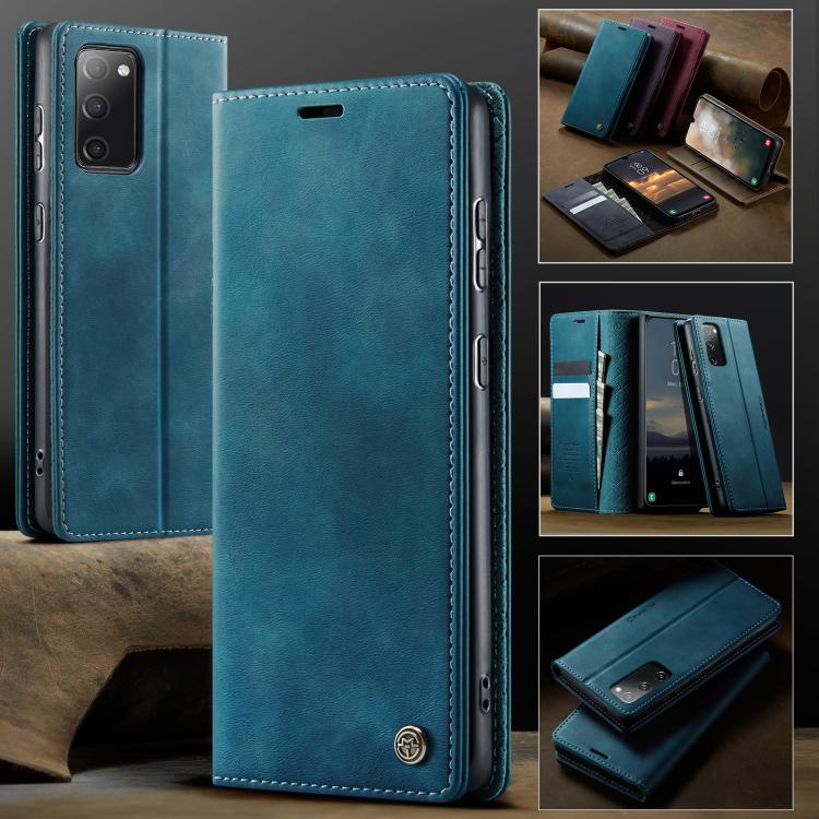 For Samsung Galaxy S20 FE CaseMe 033 Calf Leather Lining Microfibre RFID Blocking Phone Case