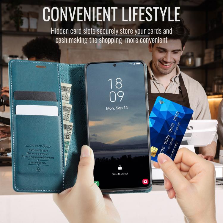 For Samsung Galaxy S20 FE CaseMe 033 Calf Leather Lining Microfibre RFID Blocking Phone Case