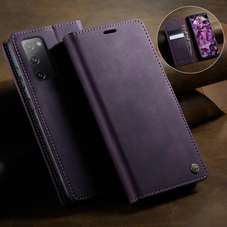 For Samsung Galaxy S20 FE CaseMe 033 Calf Leather Lining Microfibre RFID Blocking Phone Case