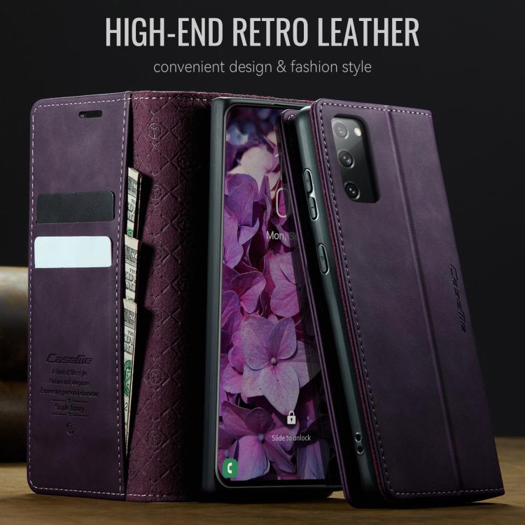 For Samsung Galaxy S20 FE CaseMe 033 Calf Leather Lining Microfibre RFID Blocking Phone Case