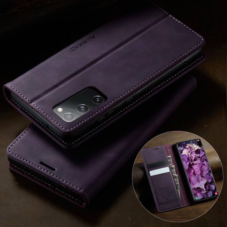 For Samsung Galaxy S20 FE CaseMe 033 Calf Leather Lining Microfibre RFID Blocking Phone Case