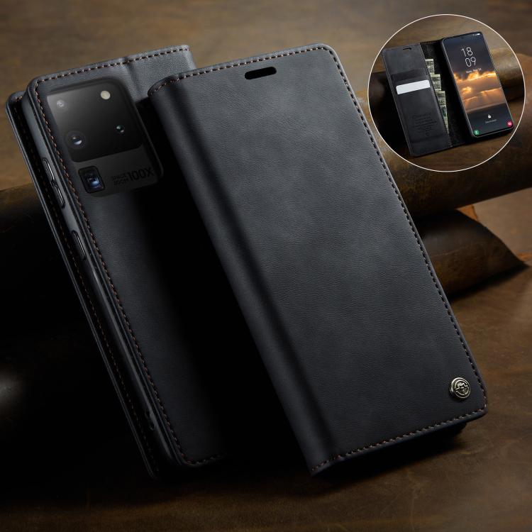 For Samsung Galaxy S20 Ultra CaseMe 033 Calf Leather Lining Microfibre RFID Blocking Phone Case