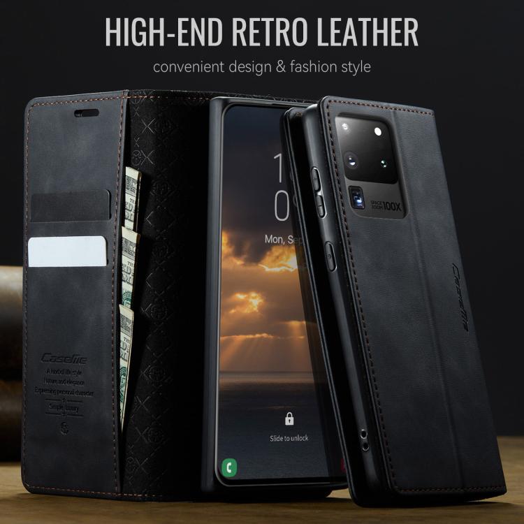 For Samsung Galaxy S20 Ultra CaseMe 033 Calf Leather Lining Microfibre RFID Blocking Phone Case