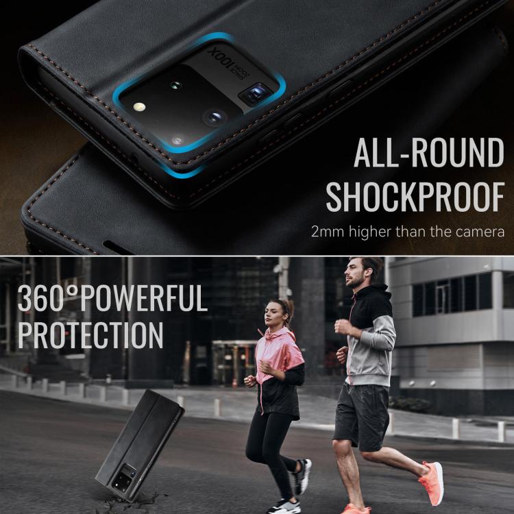 For Samsung Galaxy S20 Ultra CaseMe 033 Calf Leather Lining Microfibre RFID Blocking Phone Case