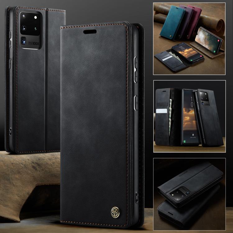 For Samsung Galaxy S20 Ultra CaseMe 033 Calf Leather Lining Microfibre RFID Blocking Phone Case