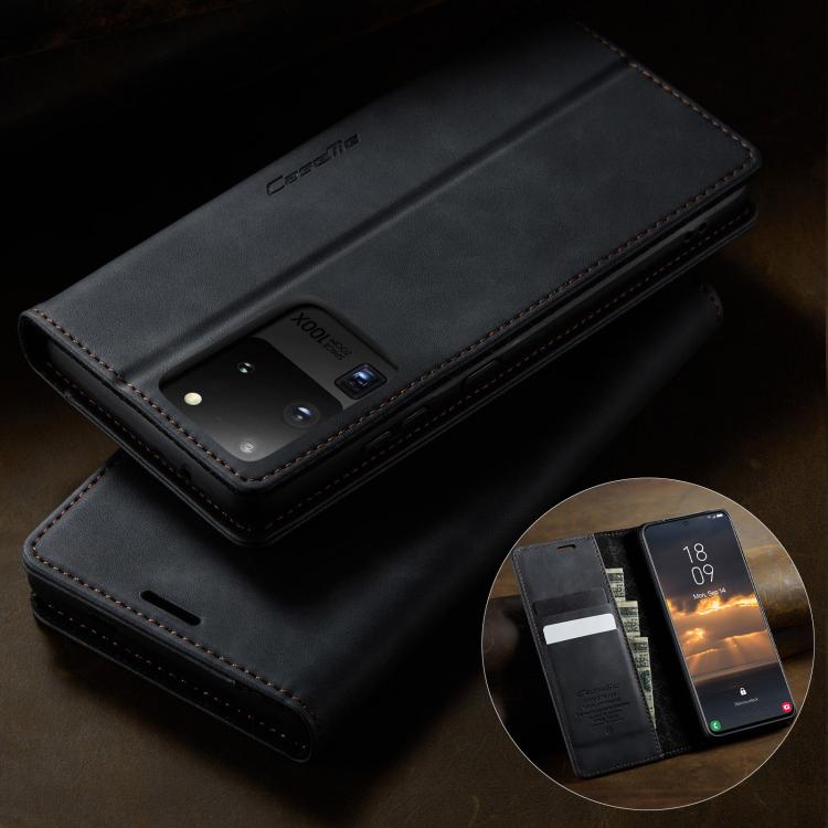 For Samsung Galaxy S20 Ultra CaseMe 033 Calf Leather Lining Microfibre RFID Blocking Phone Case