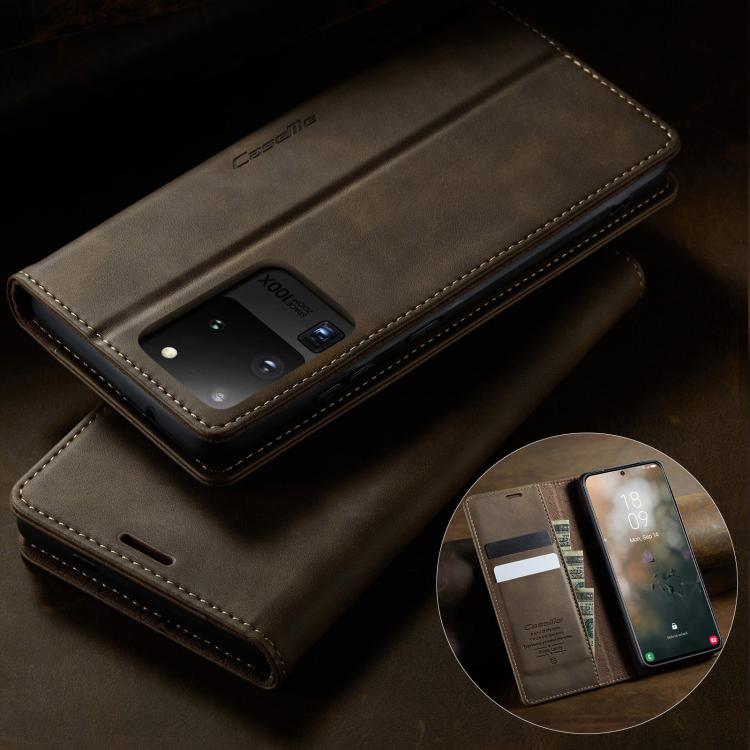 For Samsung Galaxy S20 Ultra CaseMe 033 Calf Leather Lining Microfibre RFID Blocking Phone Case
