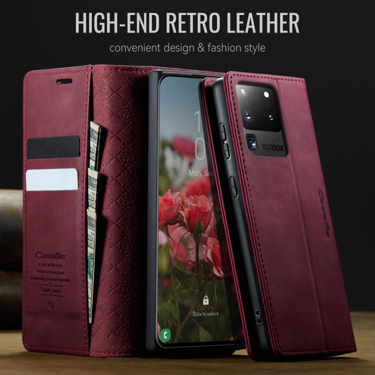 For Samsung Galaxy S20 Ultra CaseMe 033 Calf Leather Lining Microfibre RFID Blocking Phone Case