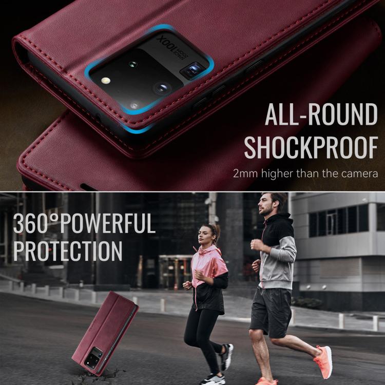 For Samsung Galaxy S20 Ultra CaseMe 033 Calf Leather Lining Microfibre RFID Blocking Phone Case