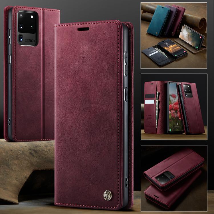 For Samsung Galaxy S20 Ultra CaseMe 033 Calf Leather Lining Microfibre RFID Blocking Phone Case