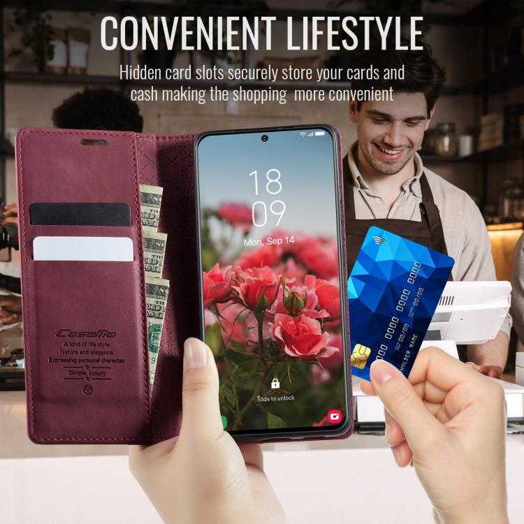 For Samsung Galaxy S20 Ultra CaseMe 033 Calf Leather Lining Microfibre RFID Blocking Phone Case
