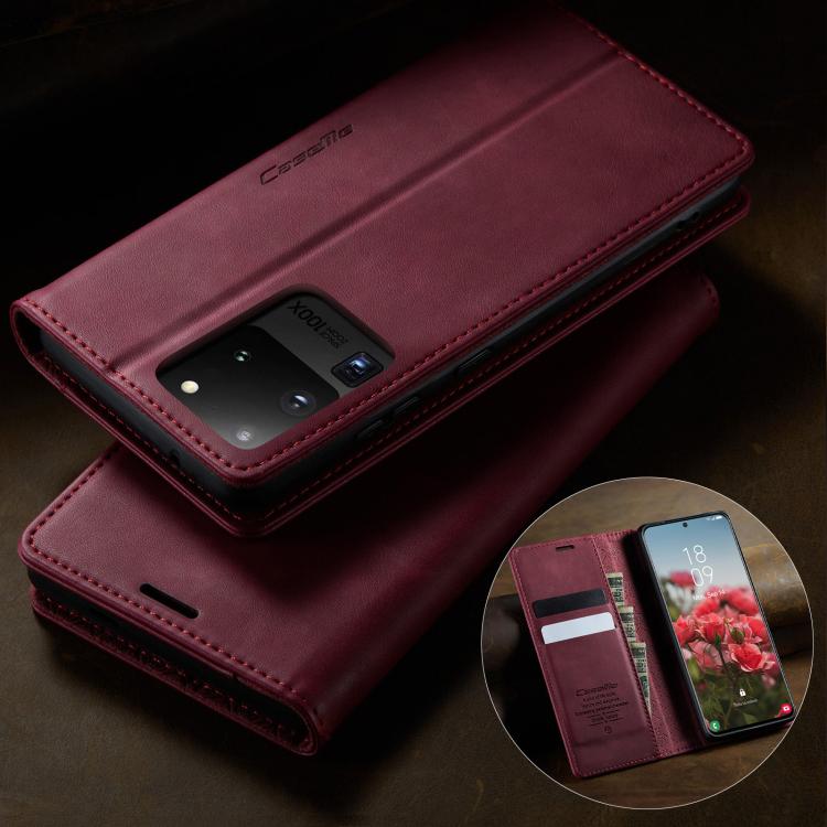 For Samsung Galaxy S20 Ultra CaseMe 033 Calf Leather Lining Microfibre RFID Blocking Phone Case