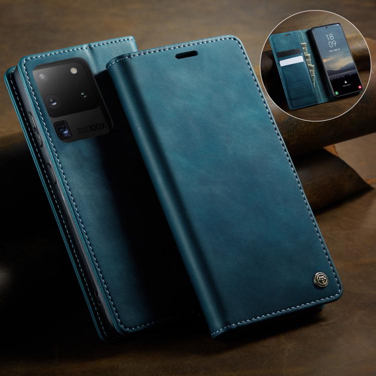 For Samsung Galaxy S20 Ultra CaseMe 033 Calf Leather Lining Microfibre RFID Blocking Phone Case
