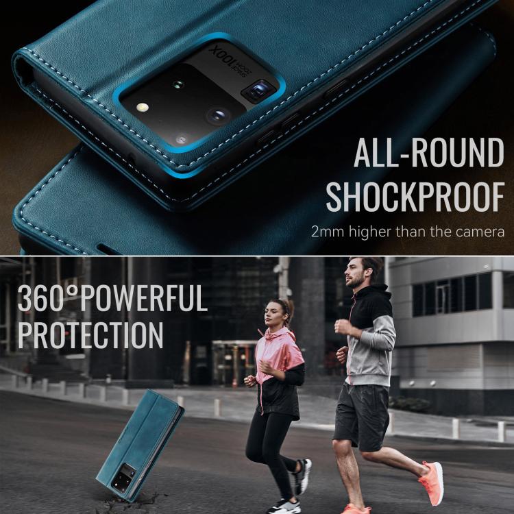 For Samsung Galaxy S20 Ultra CaseMe 033 Calf Leather Lining Microfibre RFID Blocking Phone Case