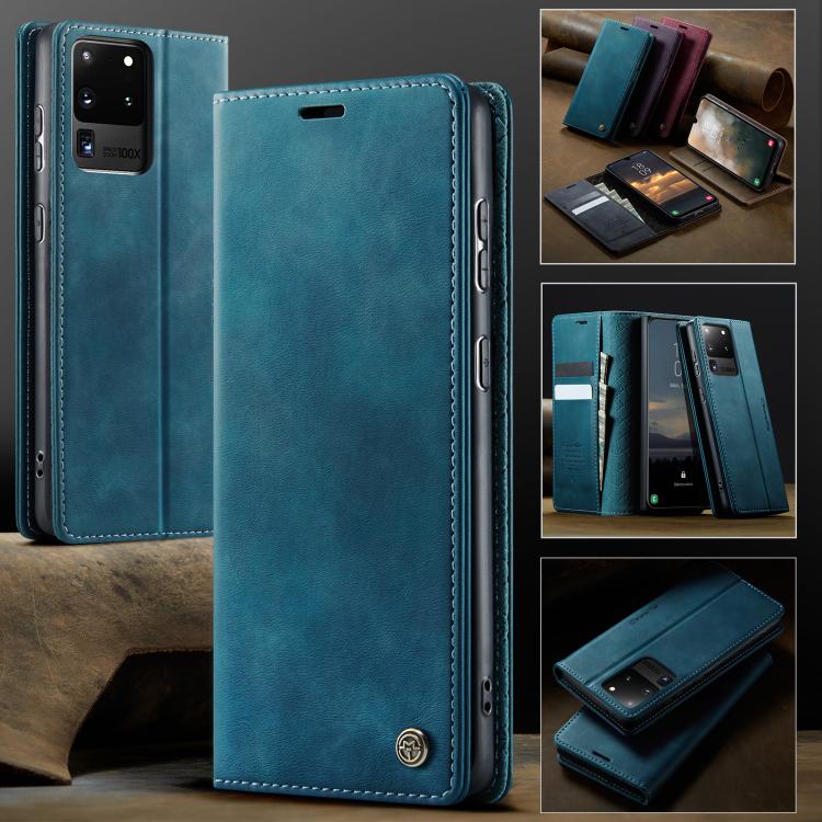 For Samsung Galaxy S20 Ultra CaseMe 033 Calf Leather Lining Microfibre RFID Blocking Phone Case