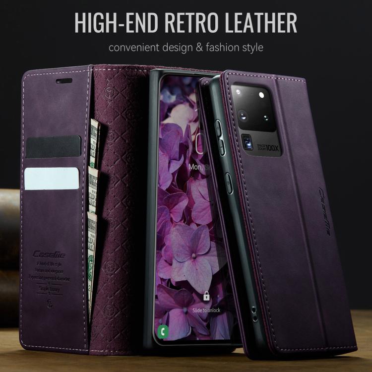 For Samsung Galaxy S20 Ultra CaseMe 033 Calf Leather Lining Microfibre RFID Blocking Phone Case