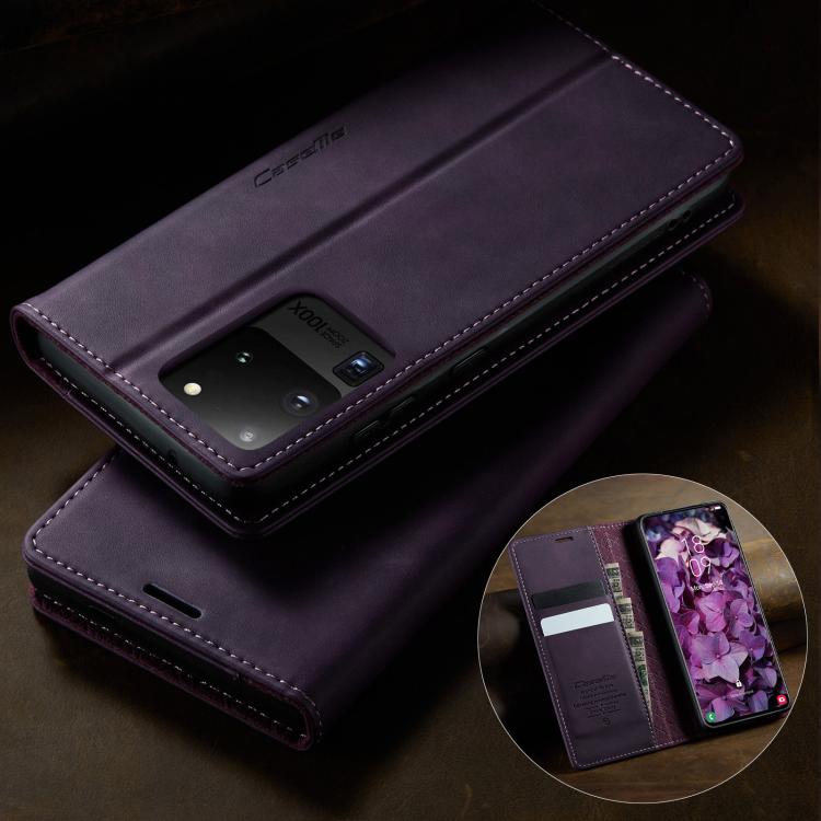 For Samsung Galaxy S20 Ultra CaseMe 033 Calf Leather Lining Microfibre RFID Blocking Phone Case