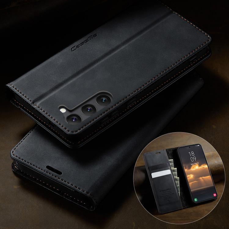 For Samsung Galaxy S23 5G CaseMe 033 Calf Leather Lining Microfibre RFID Blocking Phone Case
