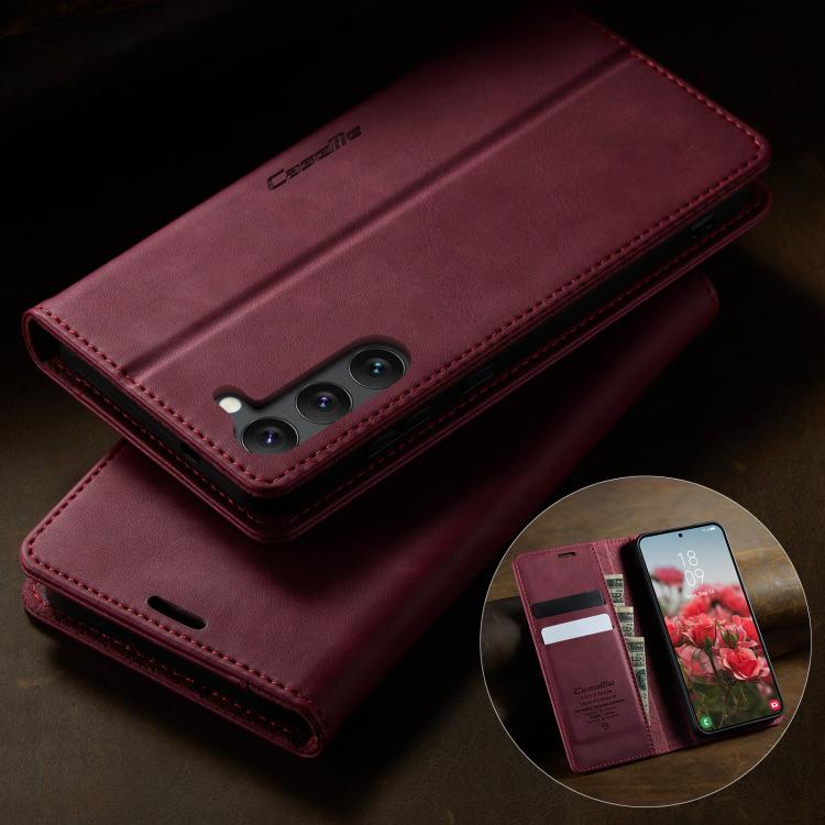 For Samsung Galaxy S23 5G CaseMe 033 Calf Leather Lining Microfibre RFID Blocking Phone Case