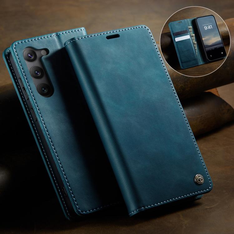 For Samsung Galaxy S23 5G CaseMe 033 Calf Leather Lining Microfibre RFID Blocking Phone Case