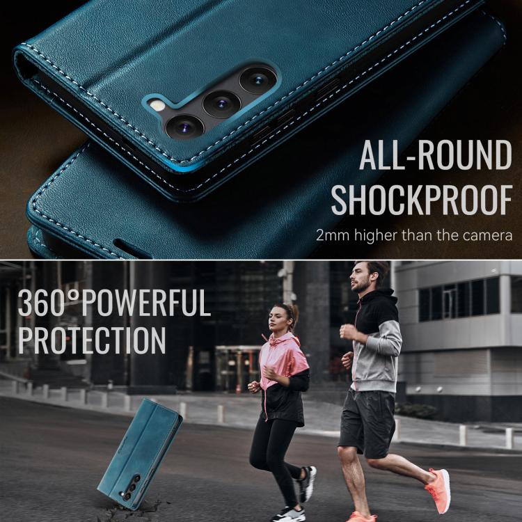 For Samsung Galaxy S23 5G CaseMe 033 Calf Leather Lining Microfibre RFID Blocking Phone Case