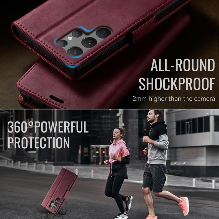 For Samsung Galaxy S23 Ultra 5G CaseMe 033 Calf Leather Lining Microfibre RFID Blocking Phone Case