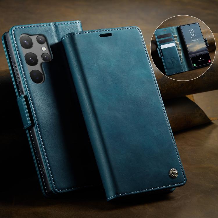 For Samsung Galaxy S23 Ultra 5G CaseMe 033 Calf Leather Lining Microfibre RFID Blocking Phone Case