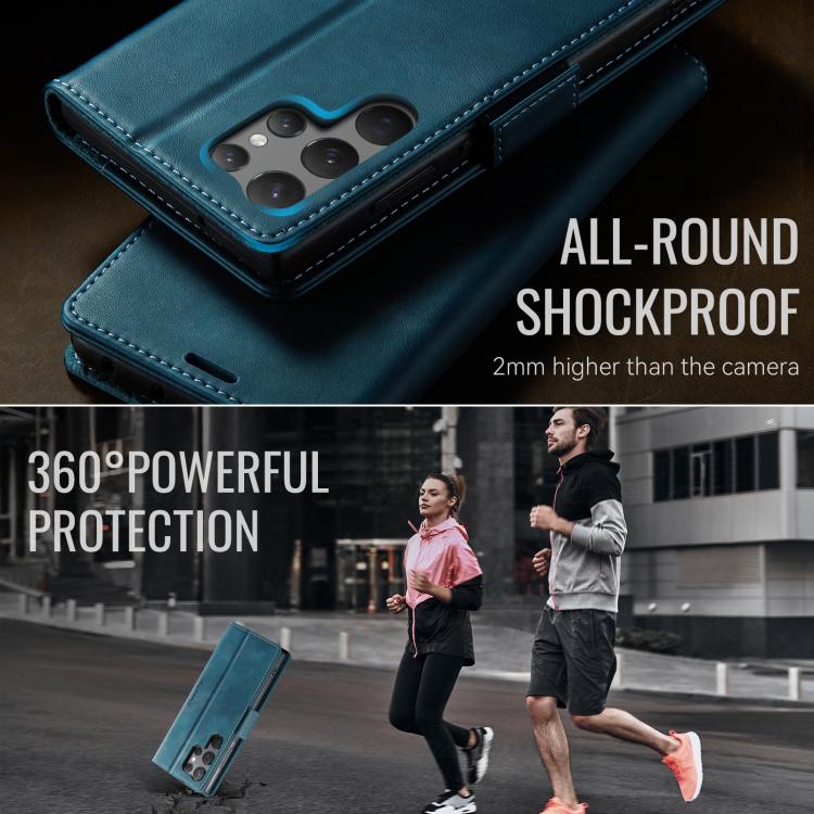 For Samsung Galaxy S23 Ultra 5G CaseMe 033 Calf Leather Lining Microfibre RFID Blocking Phone Case