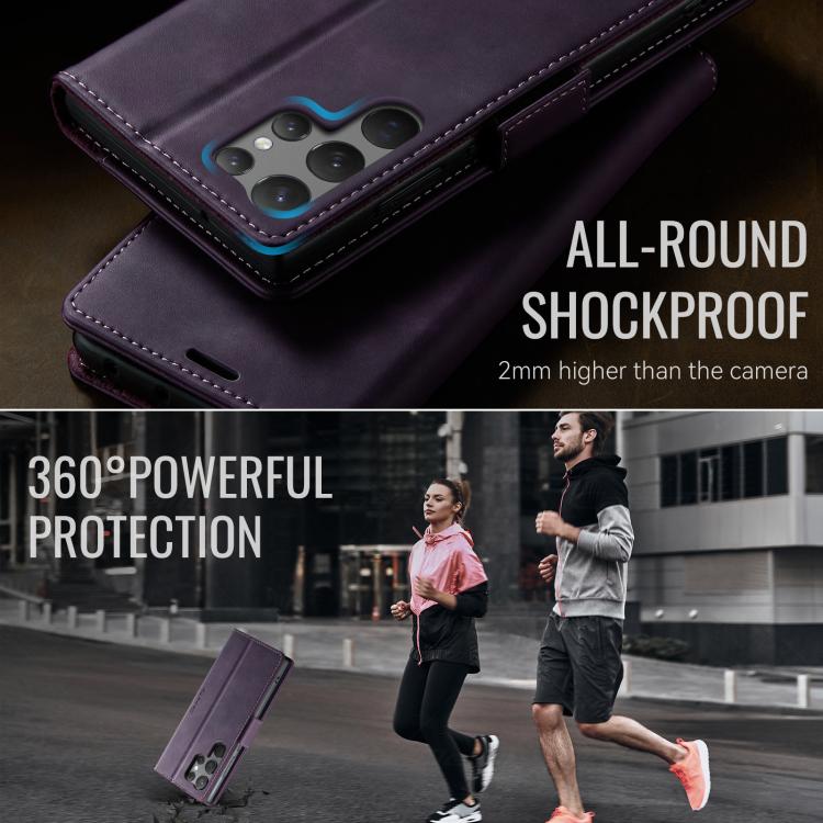 For Samsung Galaxy S23 Ultra 5G CaseMe 033 Calf Leather Lining Microfibre RFID Blocking Phone Case