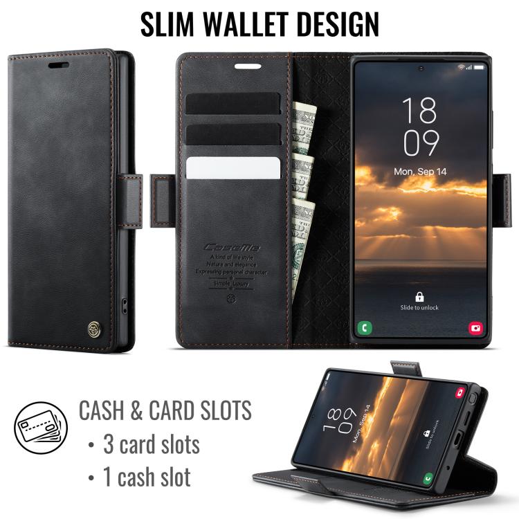 For Samsung Galaxy Note10+ CaseMe 033 Calf Leather Lining Microfibre RFID Blocking Phone Case
