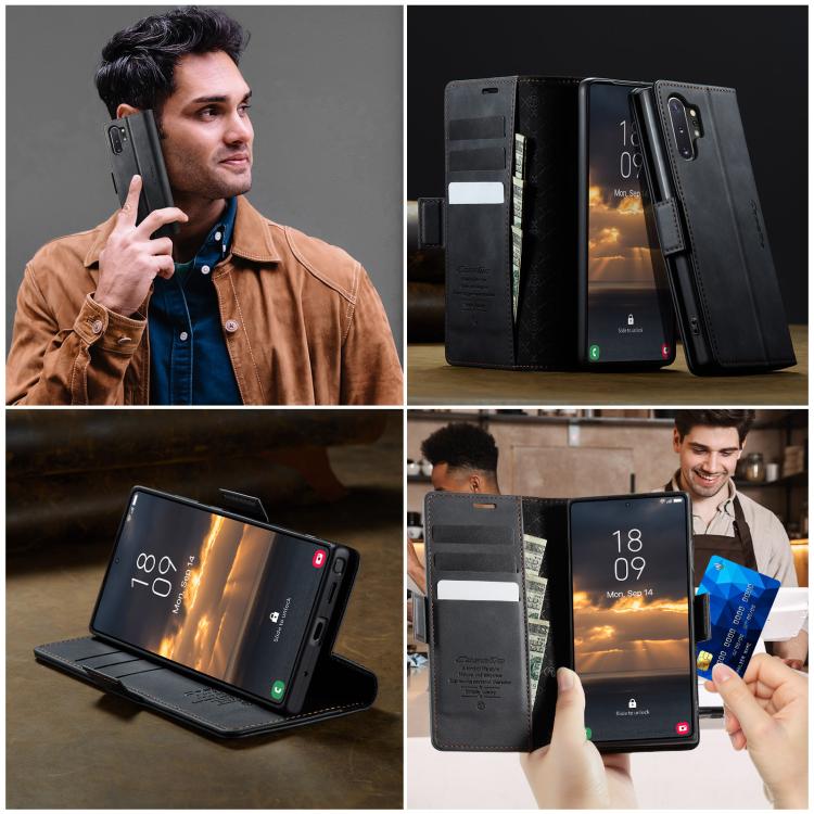 For Samsung Galaxy Note10+ CaseMe 033 Calf Leather Lining Microfibre RFID Blocking Phone Case